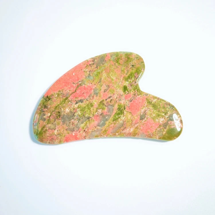 Diy Natural Unakite Stone Facial Neck Heart Shape Guasha Crystal Stone