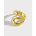 Geometric 18K Gold Plated 925 Sterling Silver Irregular  Punk Hip Hop Cool Style Ring Jewelry for Girls