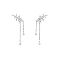 AA00787 Long Tassel Zircon Flowers Earrings Female Fashionable Temperament Unique Cold Wind Ear Studs