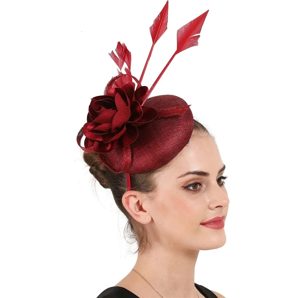 Wholesale Hot Selling Bride Four Layers Hessian Fascinator Hats for Ladies Banquet Headdress Tea Party Fashion Hat