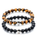 Vintage Fashion Charm Bracelets for Couples Yin Yang Eight Trigrams White Pine Black Frosted Volcanic Stone Tiger Eye Natural