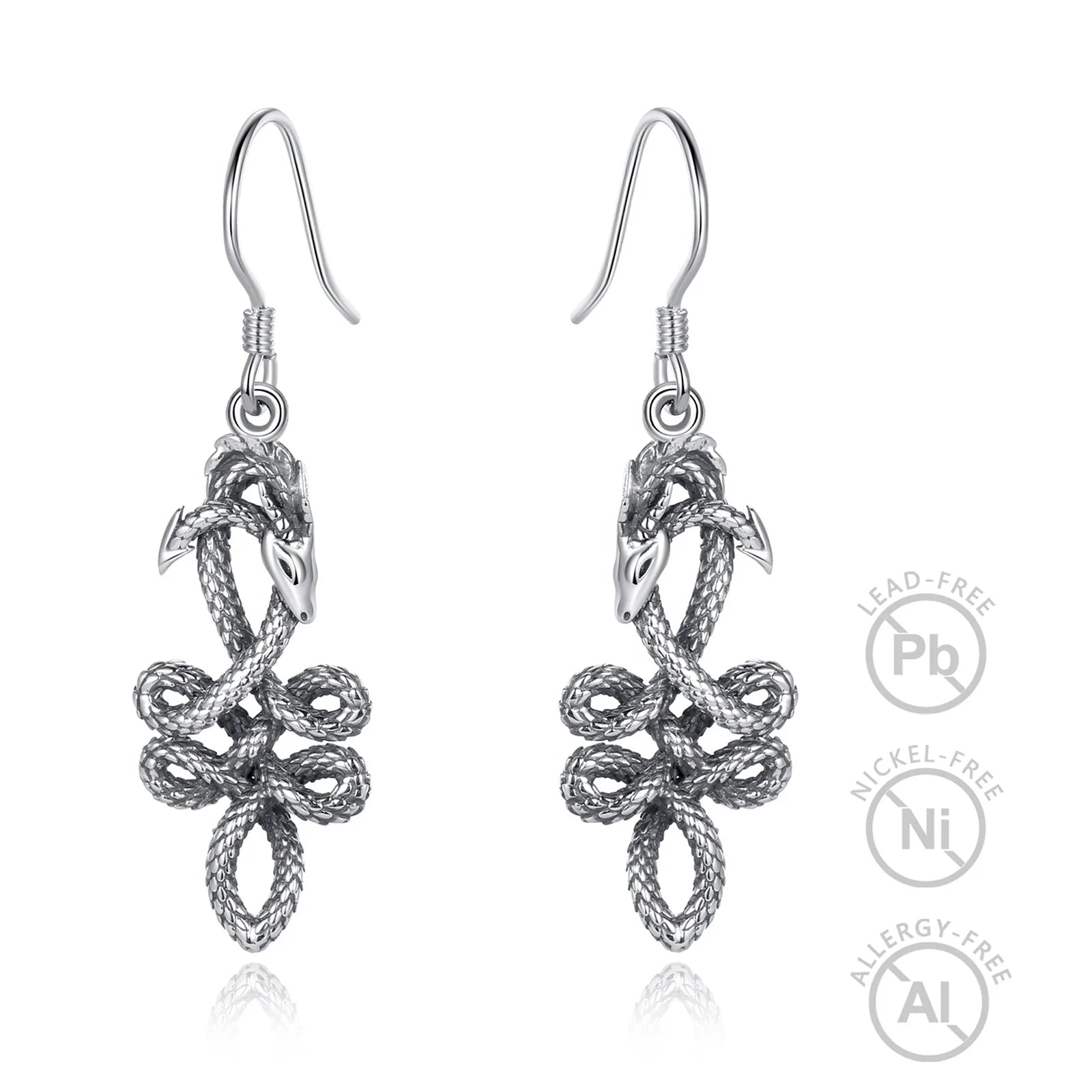 Gothic Punk Style High Quality 925 Sterling Silver Material Vintage Jewelry Dragon Knot Drop Earrings for Women