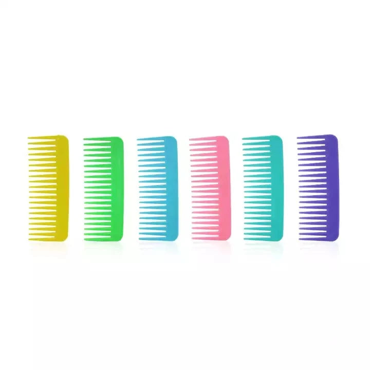 Wholesale Classic Custom Logo Printed Wide Tooth Salon Use Skin-Friendly Hair Comb ABS Plated Plastic