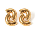 J&D Simple 18K PVD Gold Stainless Steel Jewelry Chunky Stud Smooth Cross Earring Women Daily Clean Fit
