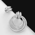 Huitan Unique Special Multi Layer Stackable Earrings Women Cool Girl Personality Earring Silver Rose Gold Luxury Drop Earrings