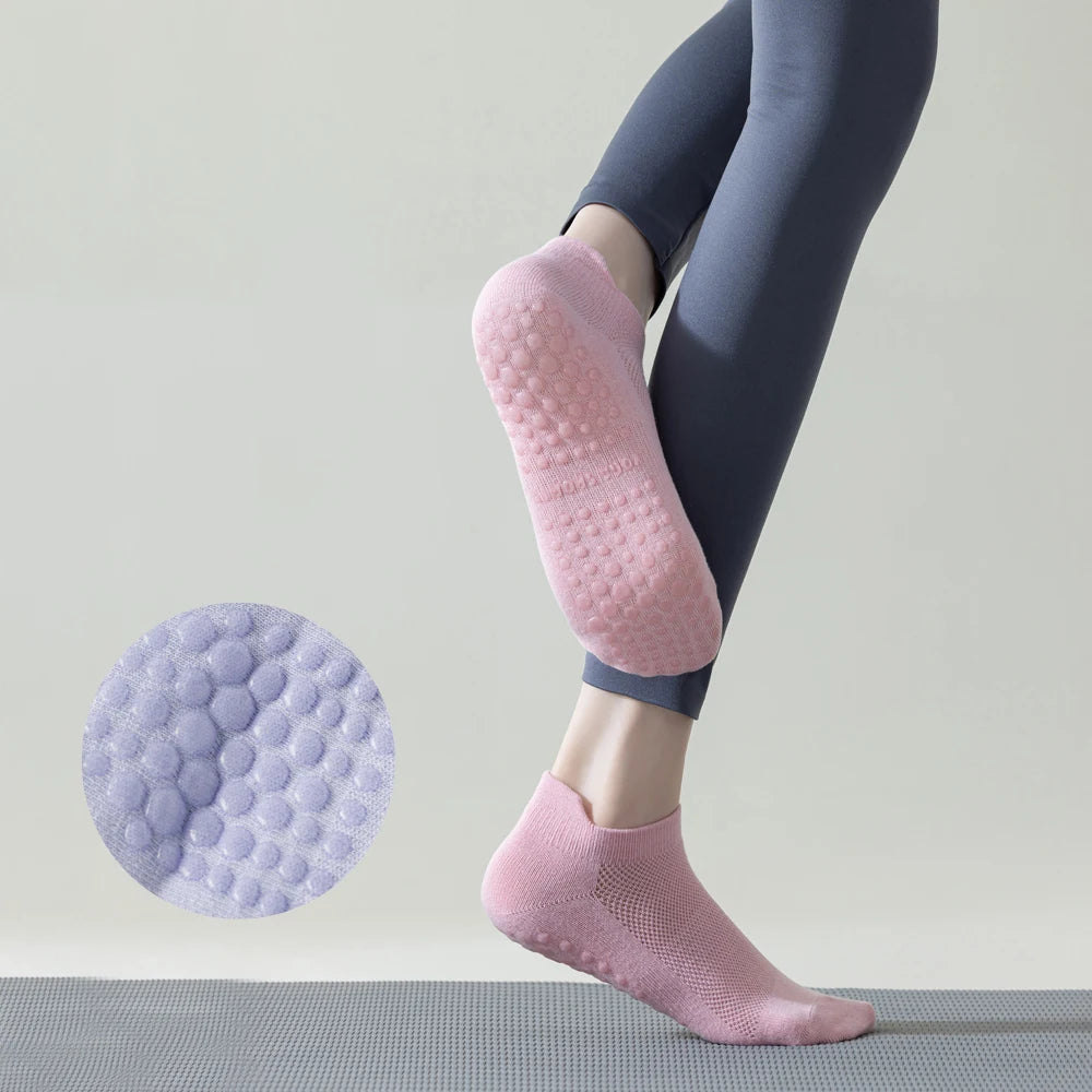 Boneless Custom Logo Grip Barre Trampoline Socks Pilates Non Slip Yoga Socks Lulu Compression Cotton Tube Ankle  Socks