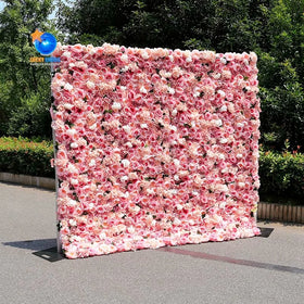 LFB1186 Luckygoods Hot Sale Flowers Row Wedding Artificial Silk Flower Wall Panel Backdrop Wholesale