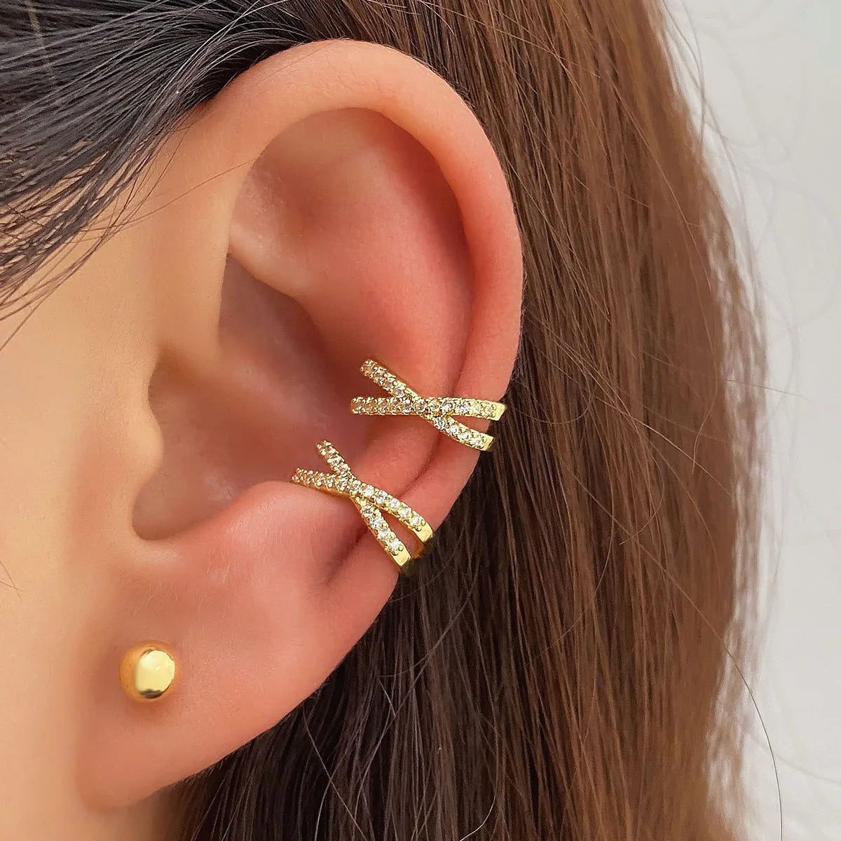 Punk Style Cross Design Cross Zirconia Ear Clip for Women Jewelry