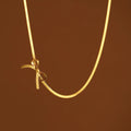 Tarnish Free Butterfly Snake Chain Stainless Steel Choker Necklace 18K Gold Herringbone Snake Chain Necklace