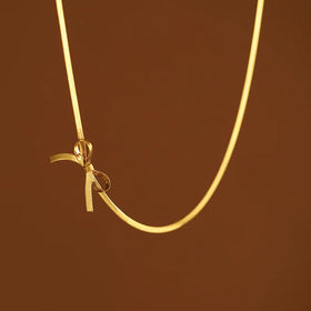 Tarnish Free Butterfly Snake Chain Stainless Steel Choker Necklace 18K Gold Herringbone Snake Chain Necklace