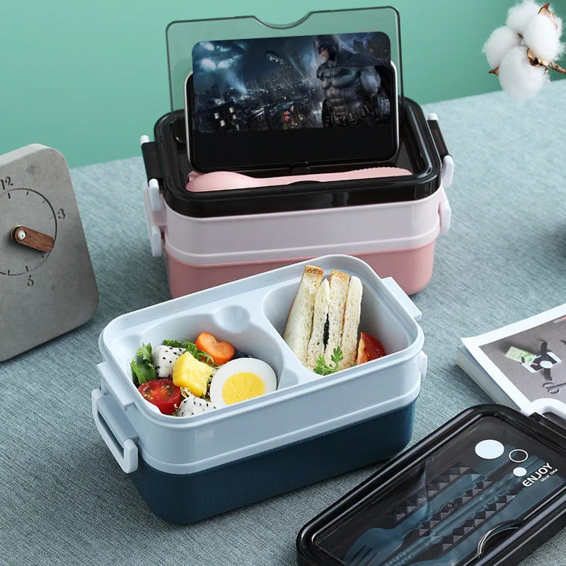 XHL SUB 3 Layer Stainless Steel Food Storage Container Bento Lunch Boxes for Kids School Microwave Plastic Bento Boxes