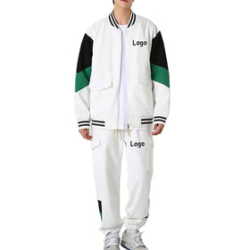 Men's Suit Casual Sportswear Loose Two-piece Jacket With Stand-up Collar Coat Trend Wear With Men's