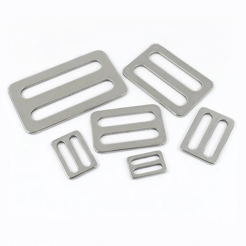 Deepeel XP065 15-50mm Silver 304 Stainless Steel Square Adjustable Buckle Belt Accessory Backpack Strap Length Adjustment Buckle