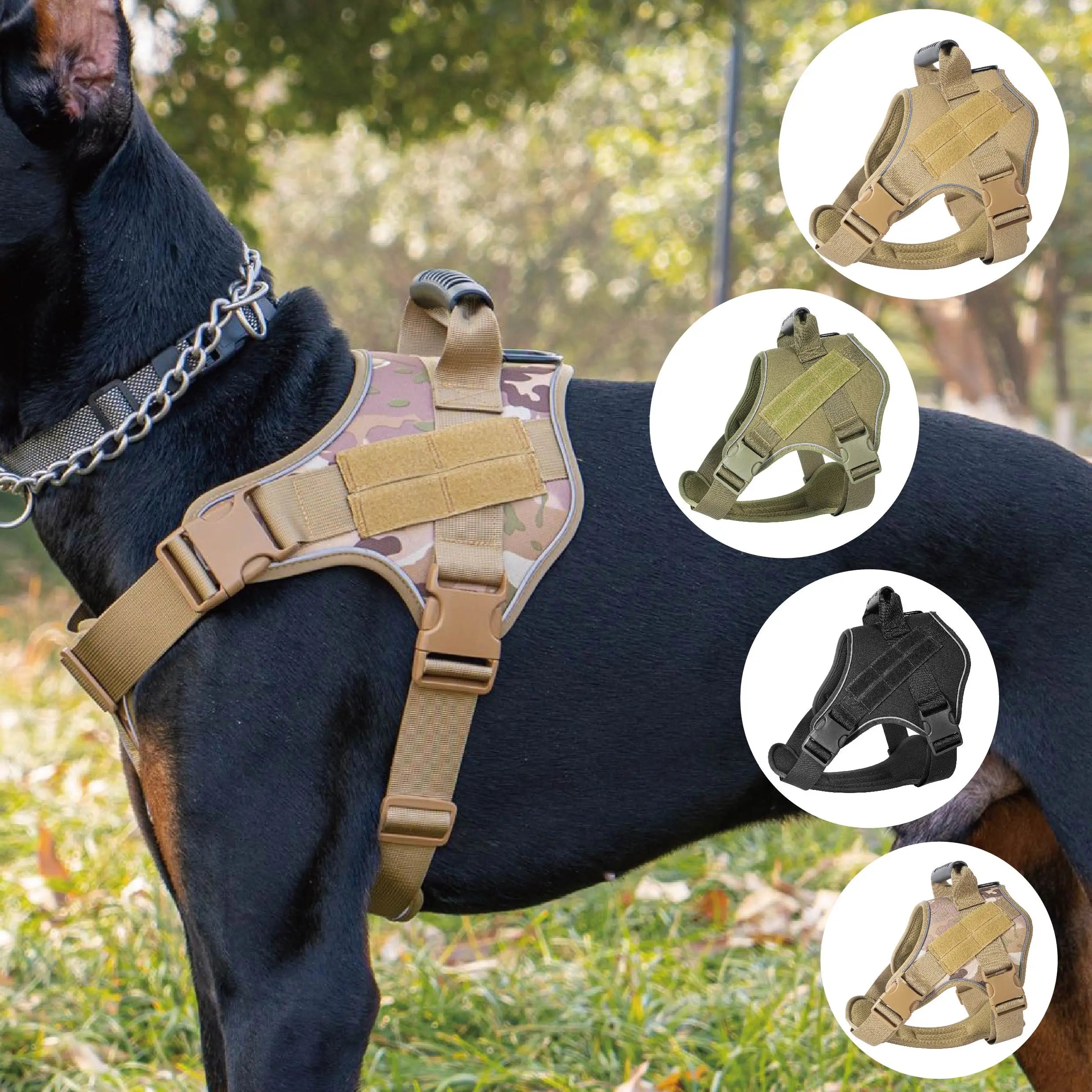 Durable Adjustable Outdoor Pet Training Hunting Camouflage Dog Harness Vest Tactical Dog Harness with Handle