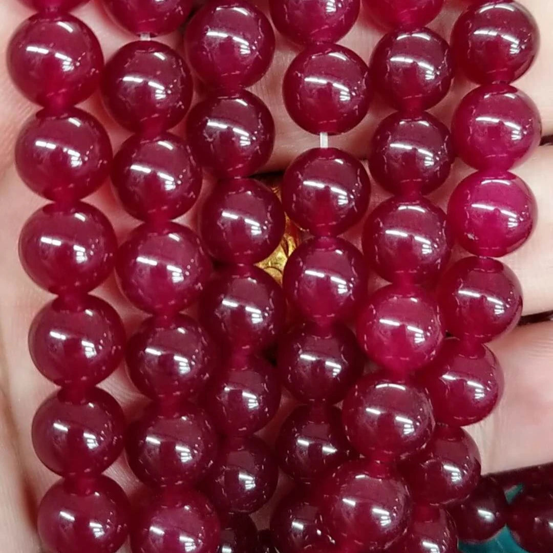 Wholesale Stone Beads Loose Colored Dyed Ruby Stone Jade Beads 8mm Ruby Stone Beads for Jewelry Making MegaBDM
