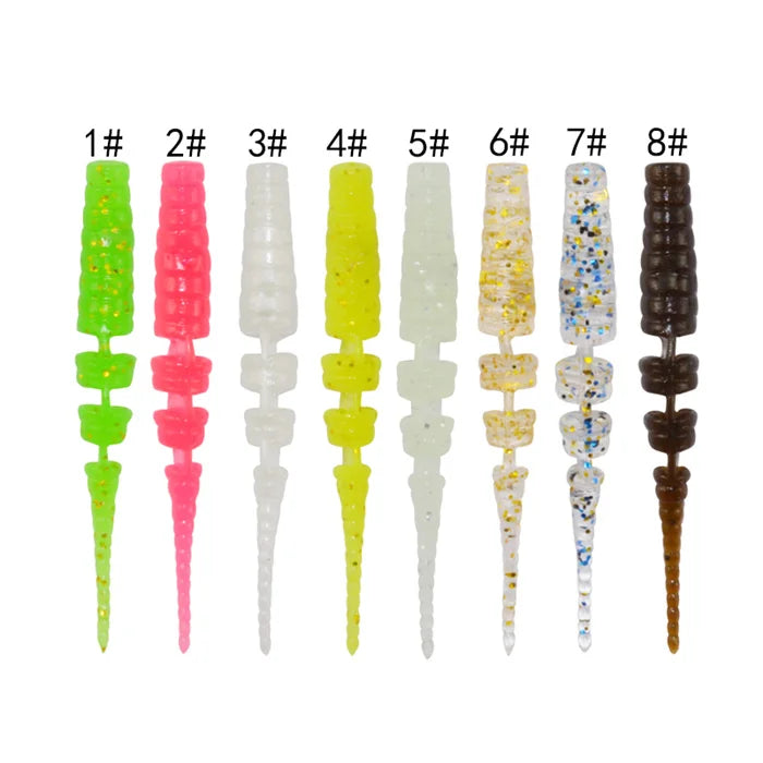 Lure Fishing Root Fishing  TPE Pin Tail Soft Bait 42mm 0.35g 12pcs a Bag Plastic Soft Lure Swimbait Artificial Bait Sea Fishing