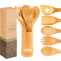 Eco Friendly Wooden Spoons Kitchen Accessories Cookware 6Pcs Organic Bamboo Spatula Spoons Non-stick Kitchen Utensil