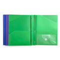 Portable Letter-Sized Plastic Double-Pocket Folder With Corner Protectors and Stationery Pouch Durable Tadpole Folder