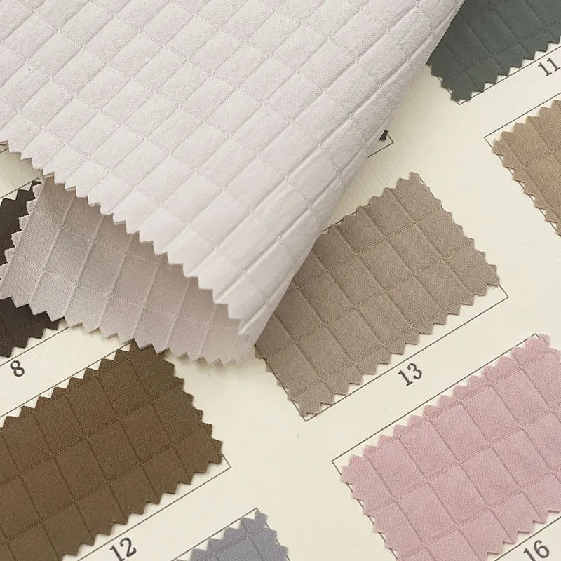 Pure Color Chocolate Check Dobby Water Resistant Bag Trench Coat 100% Polyester Fabric for Sports Jacket