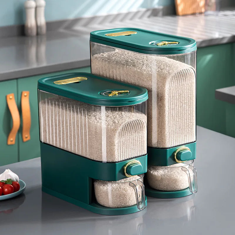 Pet Clear Small Size Rice Dispenser Large Grain Container Storage with Lid Measuring Cylinder Moisture Proof Cereal Dispenser