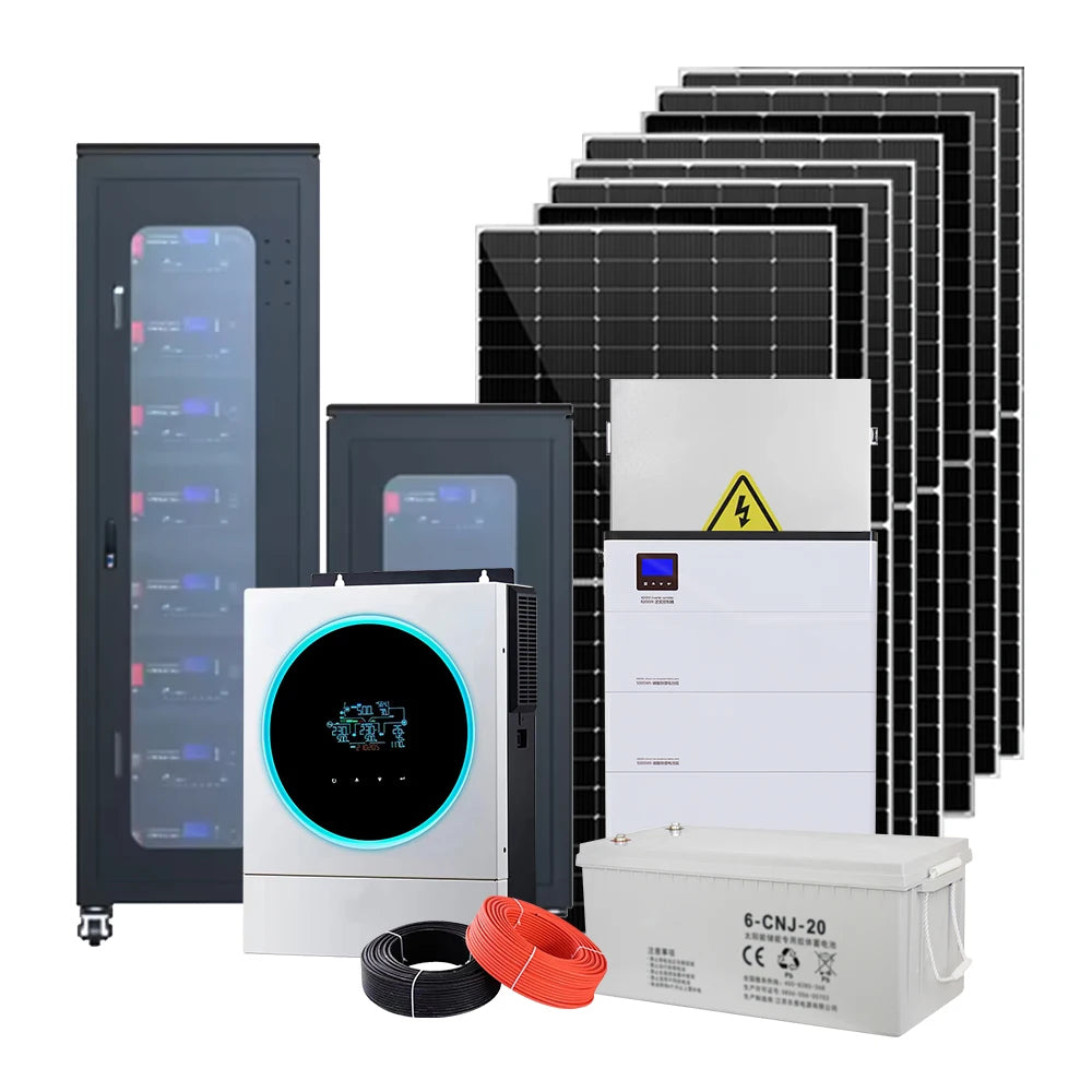 Full Package Balcony Storage Use 5kw 10kw 15kw Battery Pack Power off Grid Hybrid for Home Panels Mounting Solar Energy System
