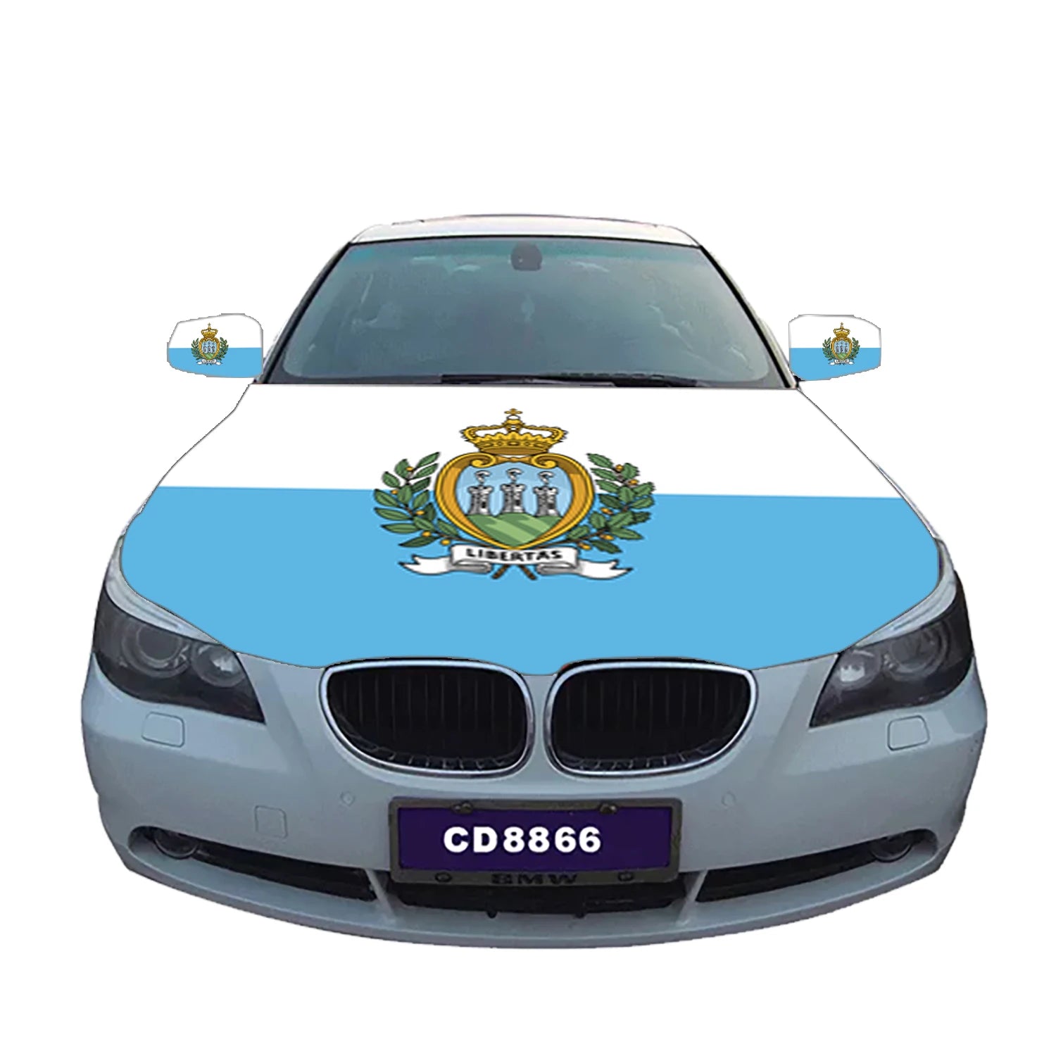 Factory Direct Sales Custom Size Engine Flags 100%Polyester Cover Rearview Mirror Custom San Marino Car Hood Flag