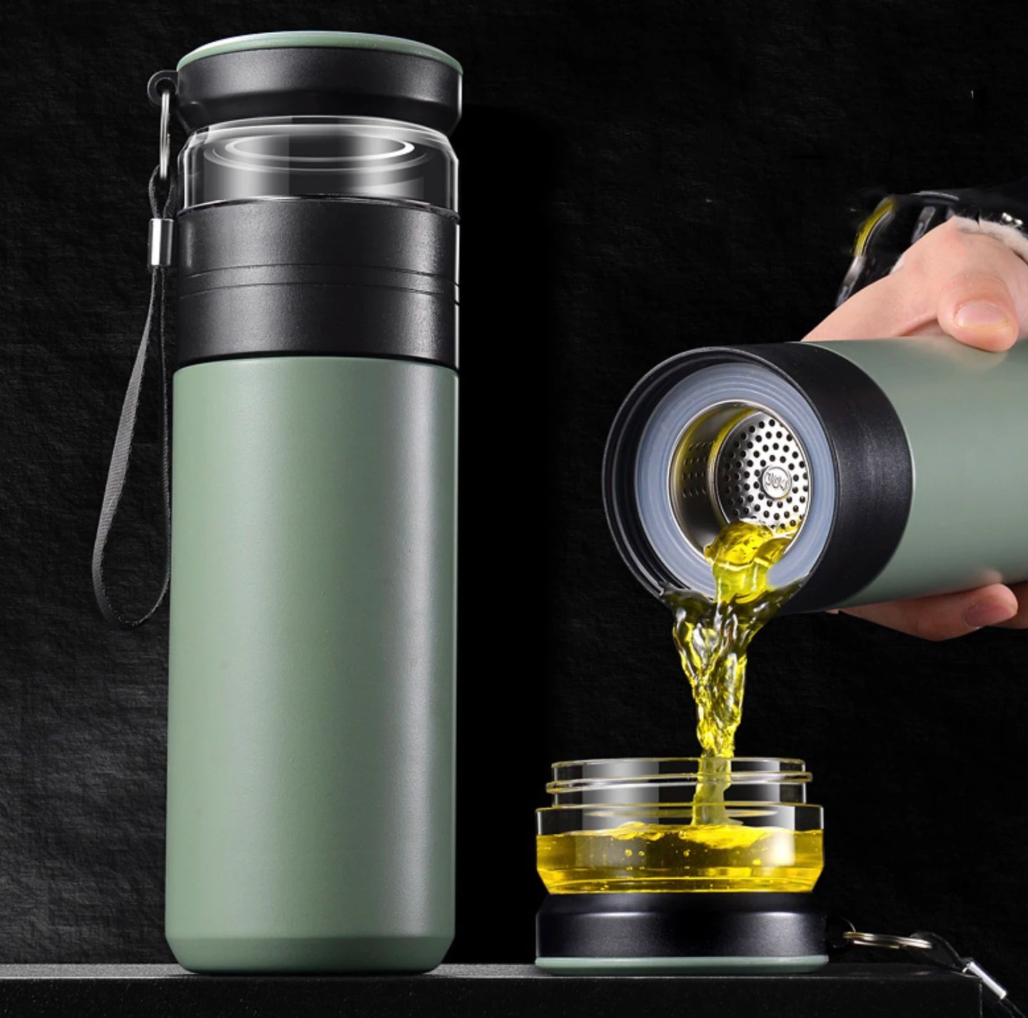 Dual-Use Portable Stainless Steel Men's Tea Thermos Tumbler 500ml Leak-Proof Leak-Proof Tea Bottle Sports Vacuum Hot Cold