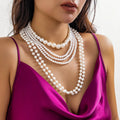 2024 Fashion Jewelry Multi-layer Simulated Pearl Custom Necklaces Baroque Pearl Beads Multi-layer Elegant Pearl Necklace Pendant