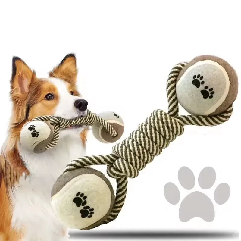 Durable Interactive Dog Chew Toy Sustainable TPR Material Simulation Dumbbell-Shaped Knot Ball Combination for Molar Chewing