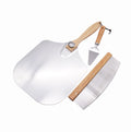3pcs Pizza Tools Set Aluminum Pizza Shovel with Foldable Wooden Handle Convenient to Store  Pizza Paddle Peel Cutter and Server