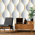 Luxury Seamless Protruding Shape Pattern Wallpaper Thin Gold Stroke Drop Shape Digital Printing Mural