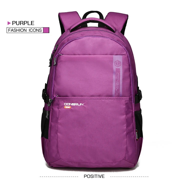 2025 Purple Student Backpack Nylon Lining Zipper Reusable for Office School Hiking Leisure-Foldable Laptop Computer Bag Gift
