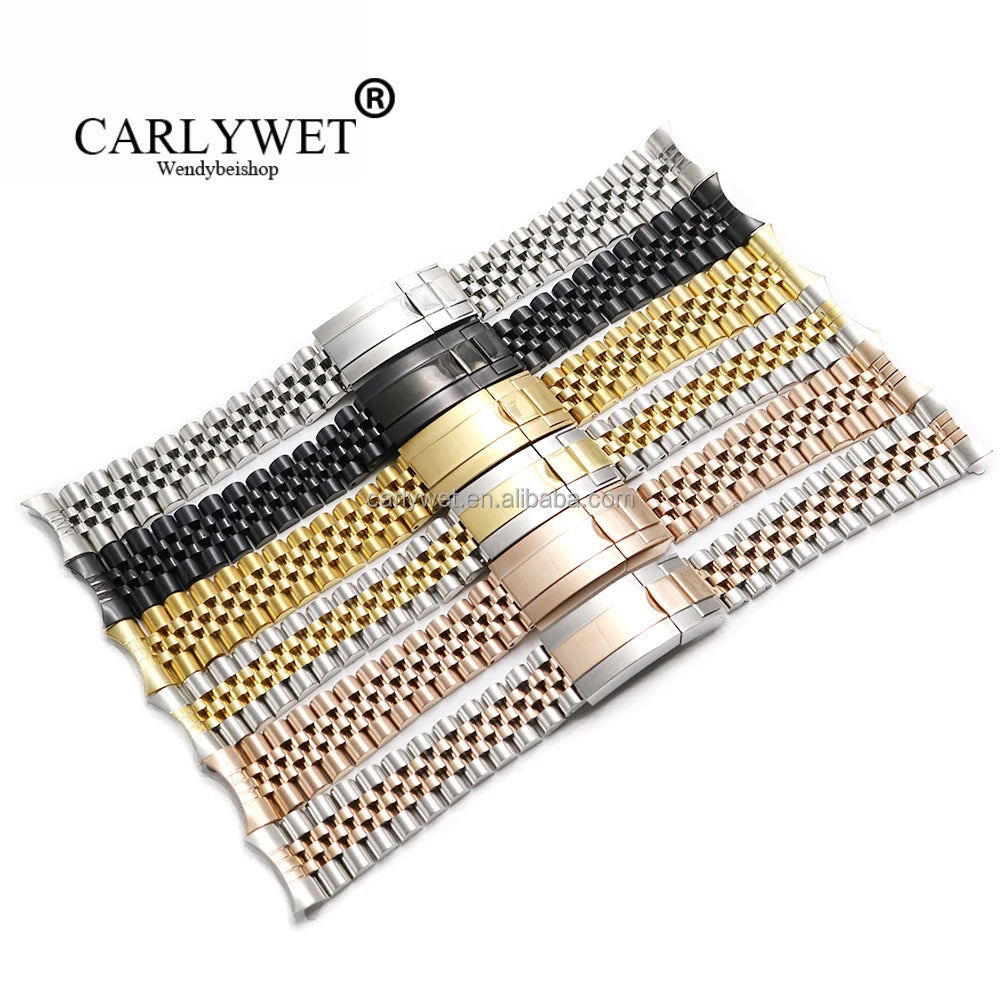 Wholesale Rolamy SRM Model 19-20mm 316L Stainless Steel Replacement Jubilee Watch Band Bracelet Hollow Curved End 180mm Length