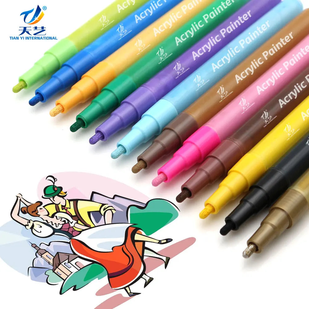 Set of 54 Colors Water Based for Rock Painting Canvas DIY Craft School ProjectAcrylic Paint Marker Pens