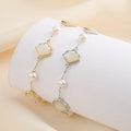 RINNTIN GPB41 INS Style Simple 925 Sterling Silver Bracelet Natural Freshwater Pearl White Scalloped Shell Pearl Bracelet
