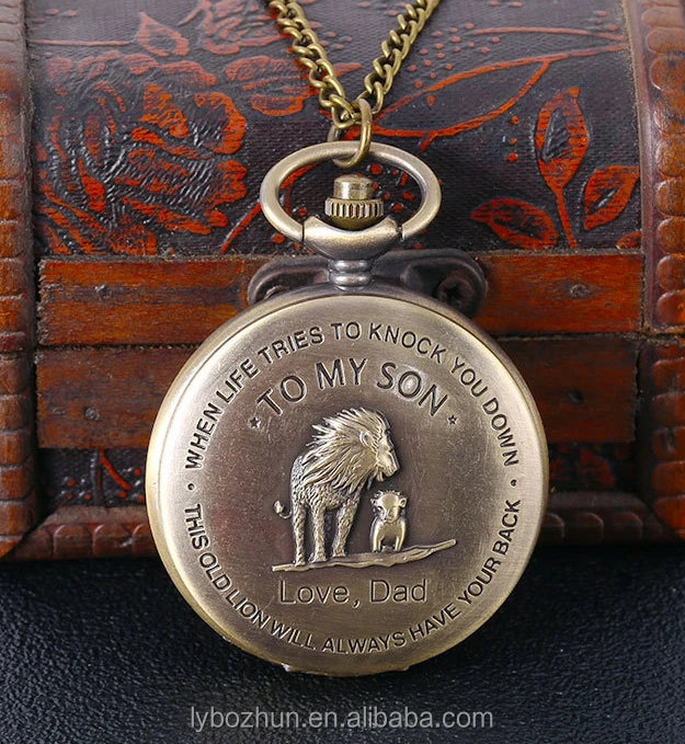 Wholesale Forever Pocket Watch to My Son I Love You Forever Lion Pocket Watch
