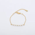 Minimalist Fashion Jewelry Adjustable Women Brass Gold Plated Freshwater Pearl and Gold Bracelet