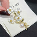 Exquisite 7-8mm Natural Freshwater Pearl Brooch Women's Jewelry with Natural Shell Plum Blossom Design for Gift Occasions
