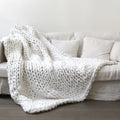 Giant Plaid Acrylic Blanket Grey Super Custom Chunky 100% Acrylic Wool Handmade Hand Woven Knit Throws Blankets