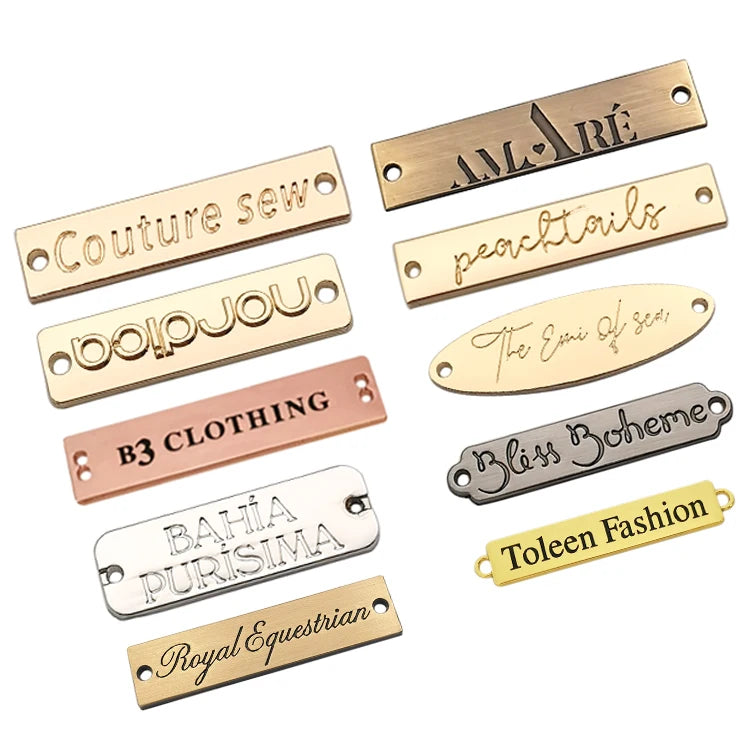 Factory Price Engraved Metal Name Tags Custom Brand Logo Metal Plated Labels for Clothing Garment