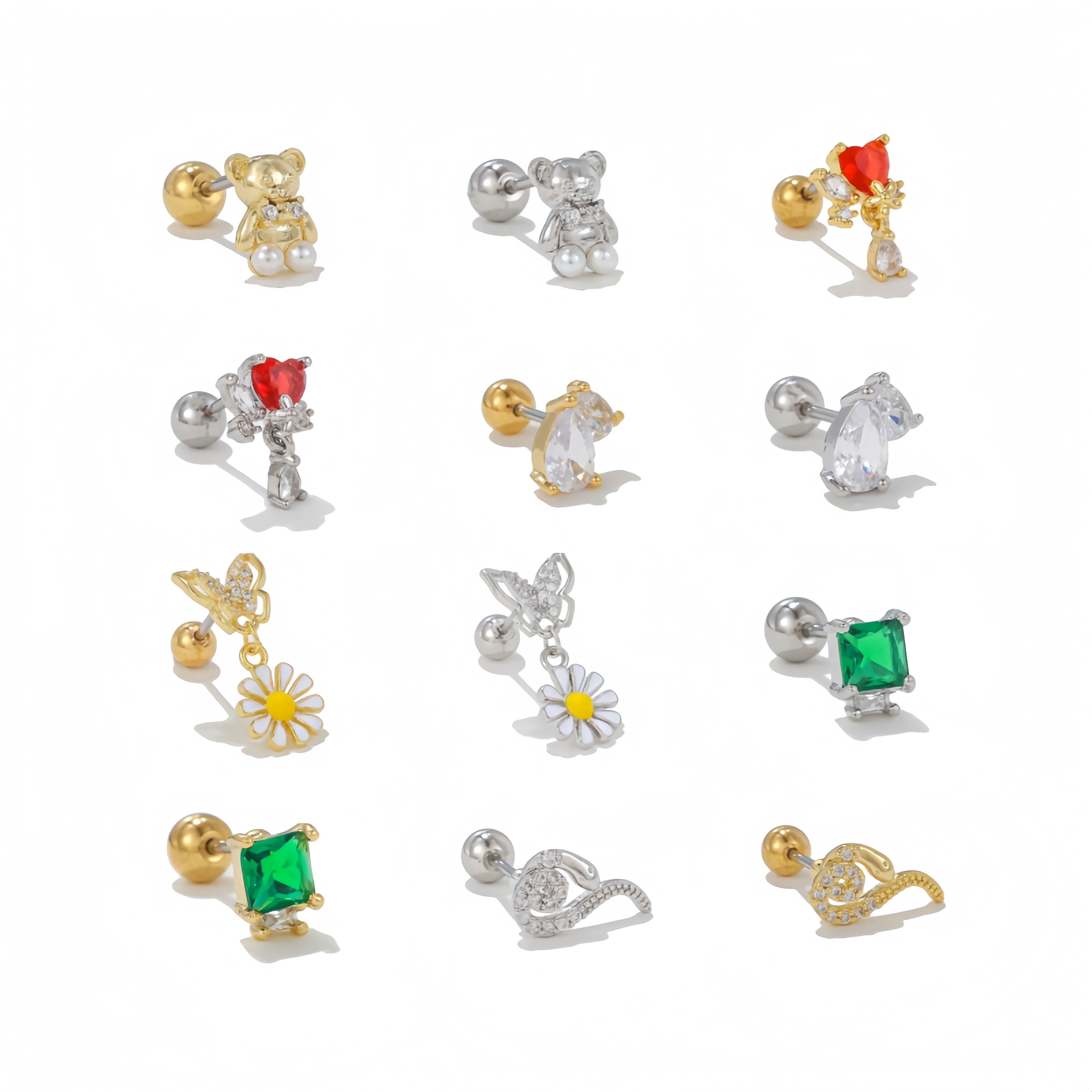 Hot Selling New Flower Butterfly Earrings 18K Gold Plated Brass Earrings Fashion Jewelry Colored Zircon Earrings for Women