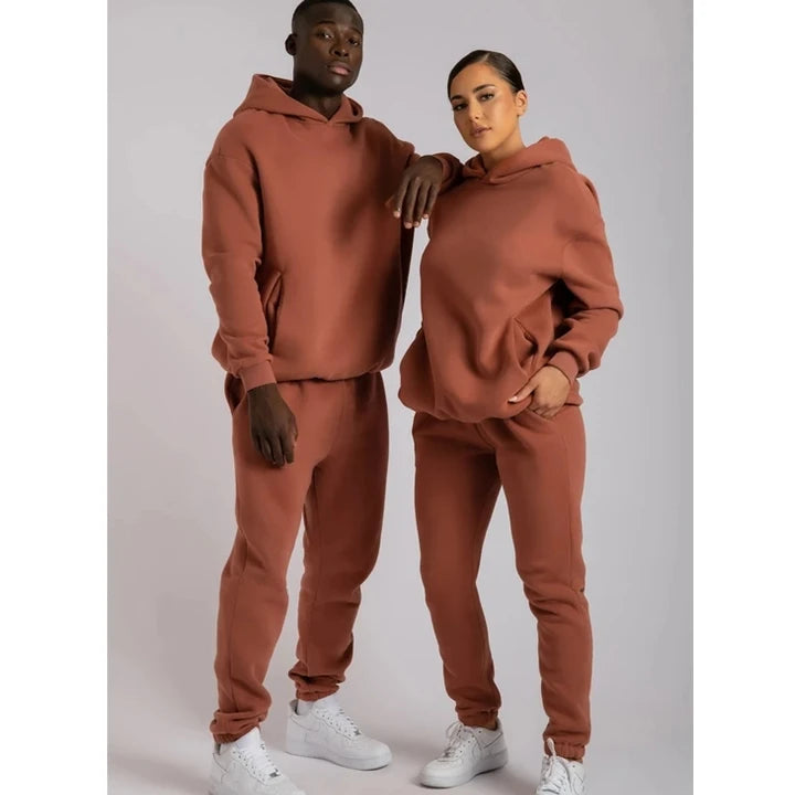 2026 Custom 2 Piece Women Jogger Sets Jumper Gym Custom logo Sweatpants Set Unisex Oversize Hoodie Tracksuit