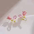 GT Hot Sell Earring Pink Tulip Cross Earrings Tulip Flower Earrings for Women