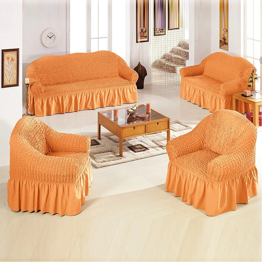 3D Bubble Lattice Elegant Stretch Sofa Cover Loveseat Cover Couch Cover Spandex Elastic Sofa Slipcover Protector with Skirt