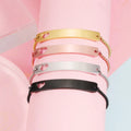 Wholesale Custom Smooth Polished Blank Bent Love Charm Bracelet Carved Stainless Steel Long Bar Bracelet