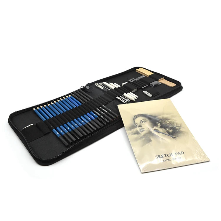 33pcs Art Set-Sketch Pencils & Drawing Kit Graphite Pencils Charcoal Sticks Eraser