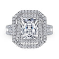 OAHLAN Customized 3ct 925 Sterling Silver Geometric Square Cubic Zircon Romantic Women Engagement Wedding Party Ring Wholesale