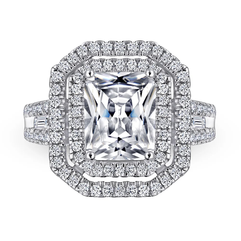 OAHLAN Customized 3ct 925 Sterling Silver Geometric Square Cubic Zircon Romantic Women Engagement Wedding Party Ring Wholesale