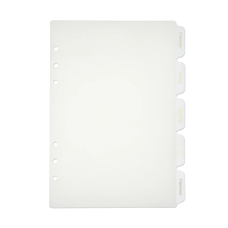 A5 A6 Size 6 Ring Transparent Plastic Index Divider Category Page Tabs Indexing Card for Planner