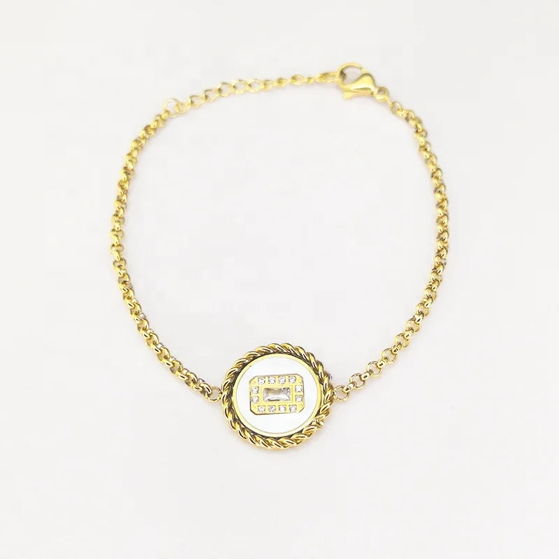 Latest 18K Gold Plated Stainless Steel Jewelry Shell Zircon Pendant for Women Party Accessories Bracelets B222299